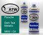 Preview: Porsche, Dark Teal Metallic, M6W / G4: 400ml Sprühdose + 400ml Klarlack - Set, von ATW Autoteile West.